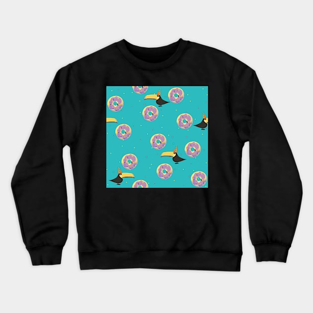 Party Toucan & Doughnuts Because, Why Noy? Crewneck Sweatshirt by Sr-Javier